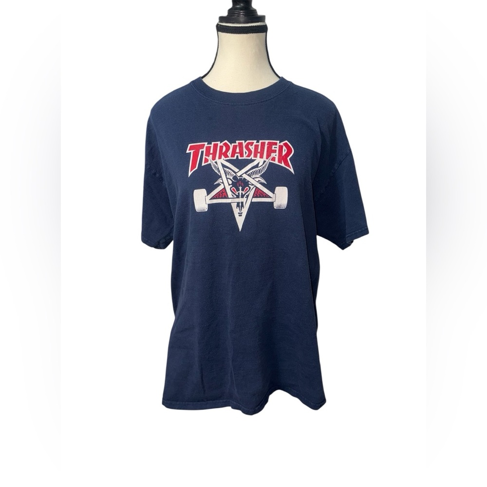 Men’s Thrasher Magazine Short Sleeve T-Shirt Navy Blue Large